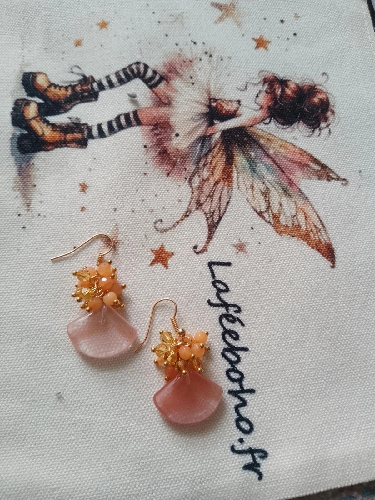 Boucles d'oreilles pierres quartz fraise